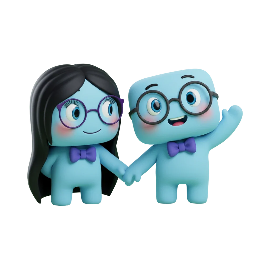 Pixelia et Pixelius, les deux mascottes d’Un Pixel d’Avance
