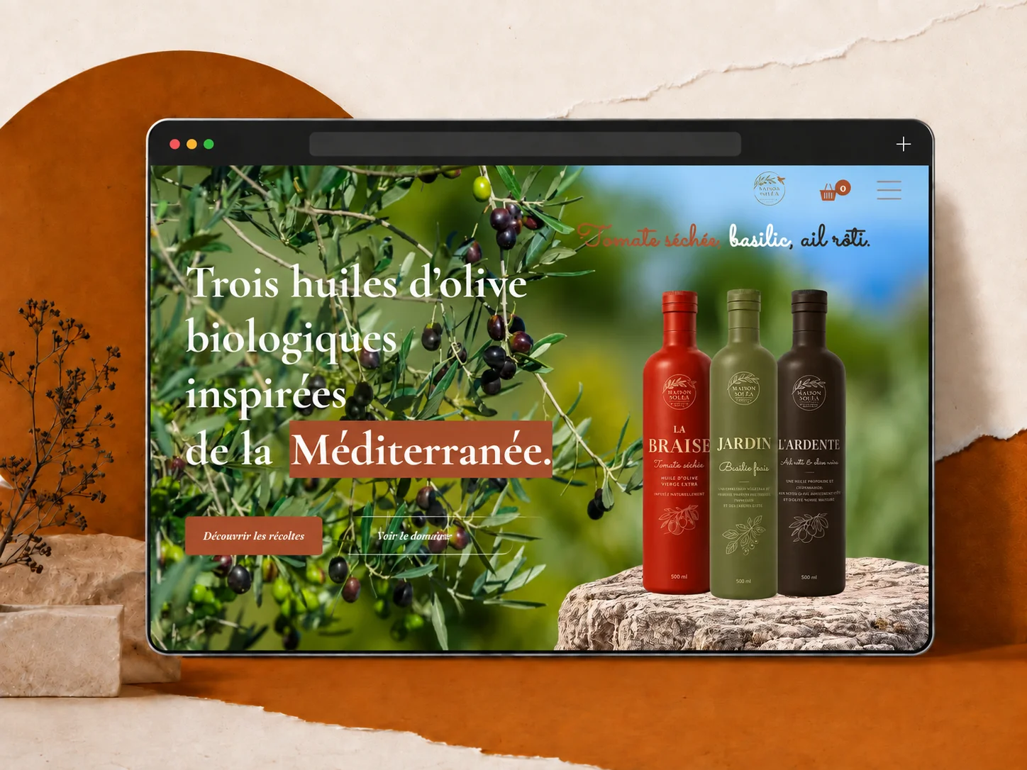 Page d'accueil de la boutique Maison Soléa affichée dans un navigateur